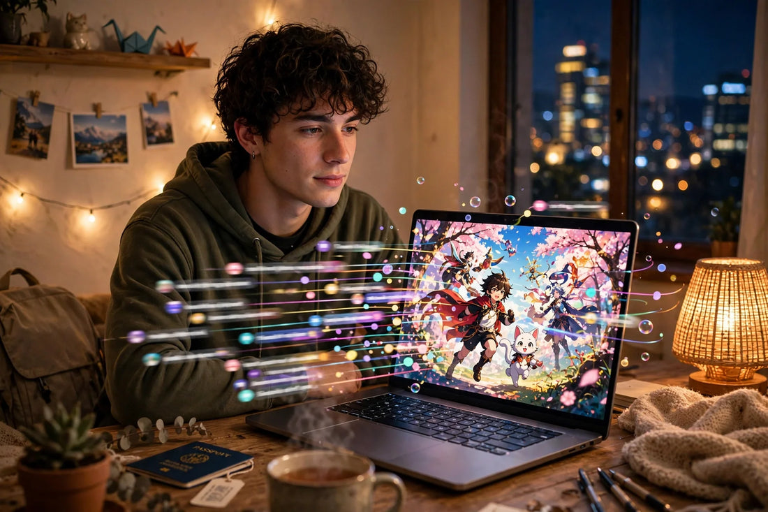 Watching anime on Bilibili from an apartment abroad at night