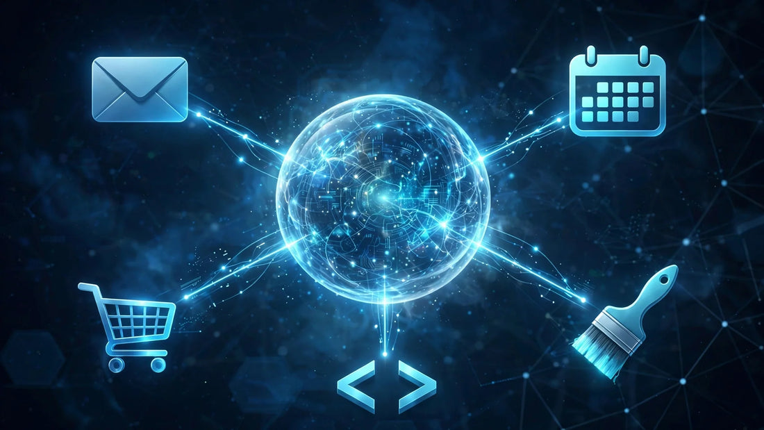 Illustration of Muse connectors linking an AI agent to many apps