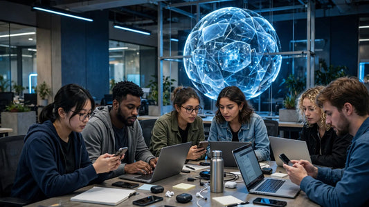 Beta testers trying Meta Muse AI agent features in a modern tech office