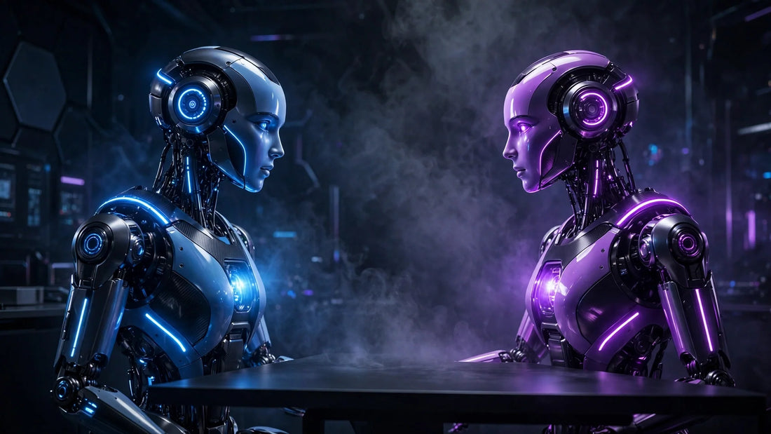 Muse vs Grok: two AI assistants compared, cinematic realistic scene